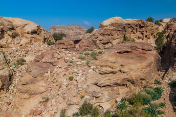 Rocks at the High Place of Sacrifice in the ancient city Petra, Jordan