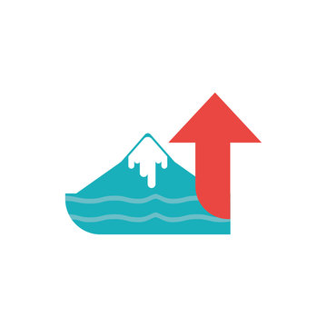 Isolated iceberg sea and red arrow vector design