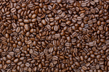 Coffee Beans Background. Close Up.