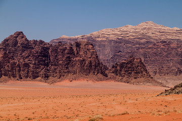 Rock formations in Wadi Rum desert, Jordan