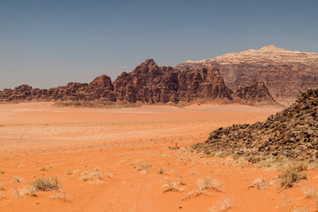 Fototapeta na wymiar Rock formations in Wadi Rum desert, Jordan