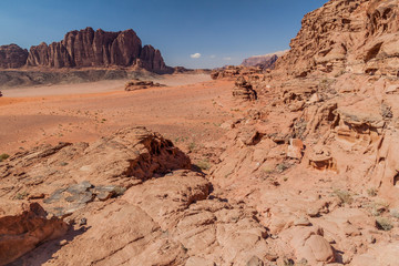 Rocky landscape of Wadi Rum desert, Jordan