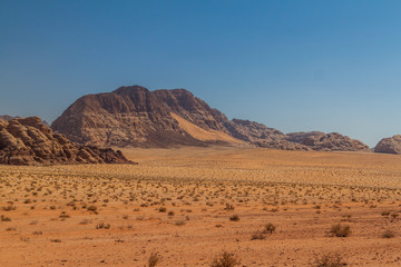 Naklejka na ściany i meble Ladscape of Wadi Rum desert, Jordan