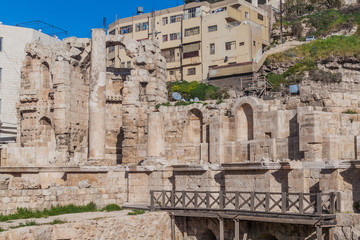 Ruins of Nymphaeum, Roman public fountain in Amman, Jordan