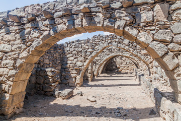 Ruins of vaults at Qasr al-Azraq (Blue Fortress), fort located in the desert of eastern Jordan.