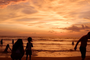 young couple at sunset