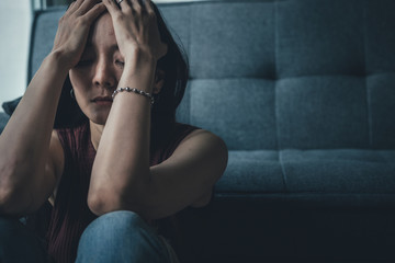 panic attacks alone young woman sad fear stressful depressed emotion.crying begging help.stop...
