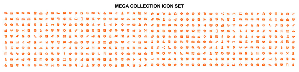 Mega set of icons in trendy line style. Business, ecommerce, finance, accounting. Big set Icons collection. Vector illustration - obrazy, fototapety, plakaty