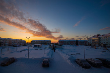 sunset over the city