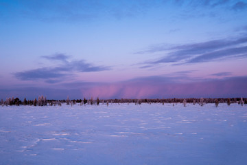 Naklejka premium landscape with lake and clouds