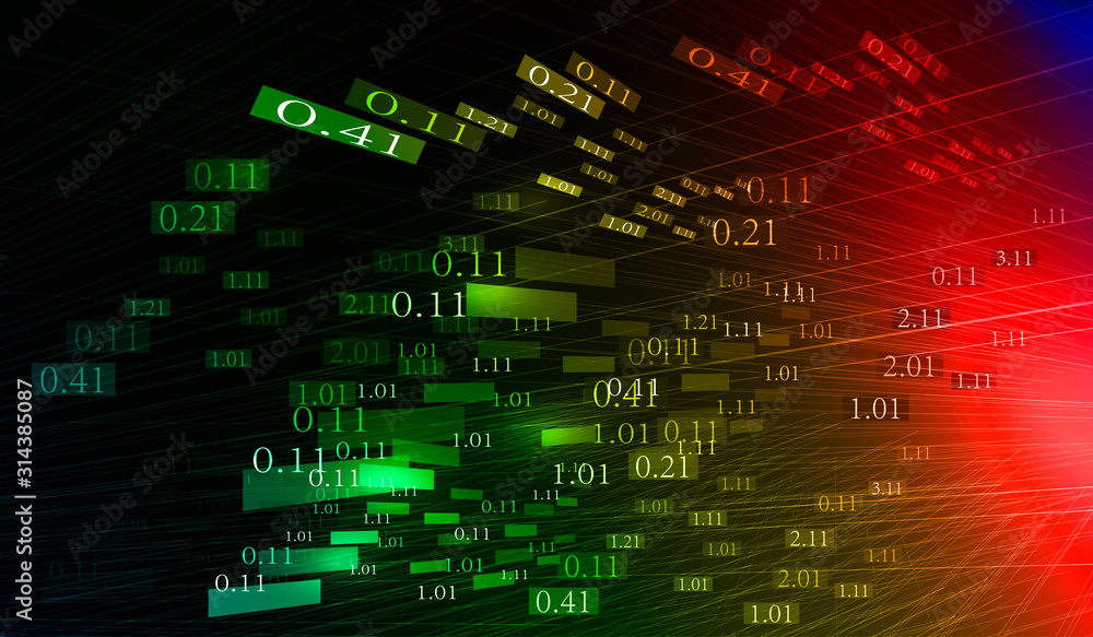 Aufkleber the abstract background of big data composed of numbers and lines.