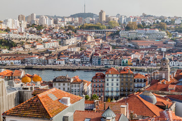 Fototapeta na wymiar View from Porto over Douro river to Vila Nova de Gaia town, Portugal