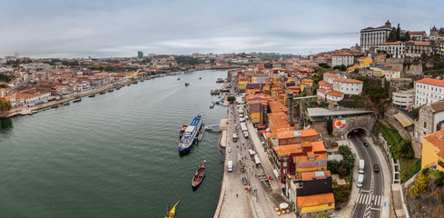 PORTO, PORTUGAL - OCTOBER 17, 2017: View of Douro river in Porto, Portugal.