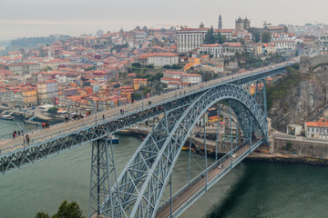 Fototapeta na wymiar Dom Luis bridge over river Douro in Porto, Portugal.