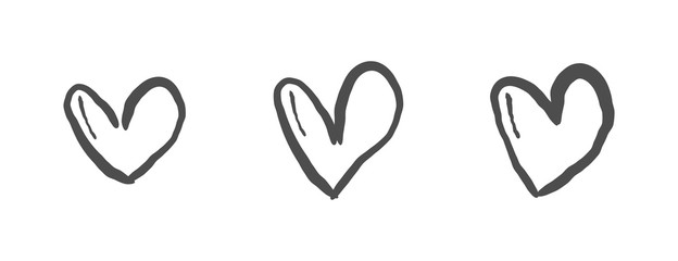 Heart doodle collection. Valentine's day love symbol. Hand drawn hearts.