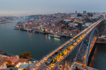 Dom Luis bridge over river Douro in Porto, Portugal