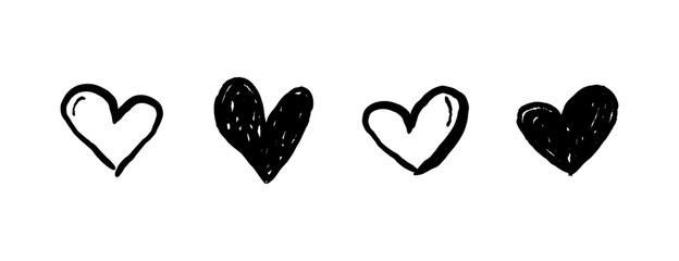 Heart doodle collection. Valentine's day love symbol. Hand drawn hearts.