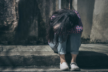 panic attacks alone young woman sad fear stressful depressed emotion.crying begging help.stop...