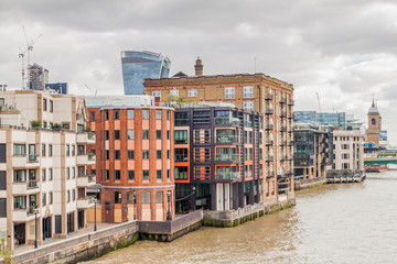 River Thames and riverside buildings in the center of London, United Kingdom