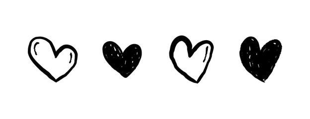 Heart doodle collection. Valentine's day love symbol. Hand drawn hearts.