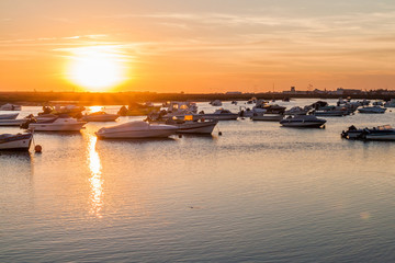 Fototapeta premium Sunset in Faro Marina, Portugal.