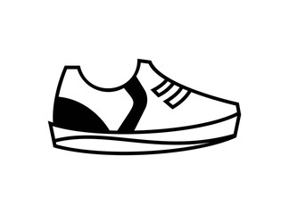 Icon of Shoes with Modern Concept. Design in Black Style Isolated on White Background. Suitable for Shoes Store Sign and More. Vector Illustration