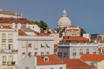 View of National Pantheon in Lisbon from Miradouro de Santa Luzia viewpoint, Portugal