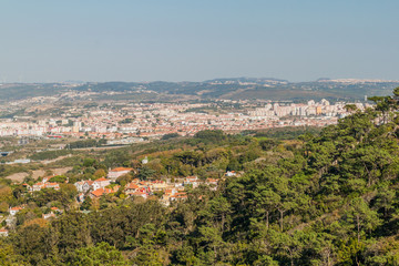 Fototapeta na wymiar Aerial view of Algueirao–Mem Martins town in Portugal