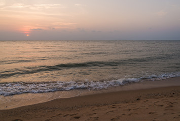 Fototapeta na wymiar motion blur on the beach at sunset time background