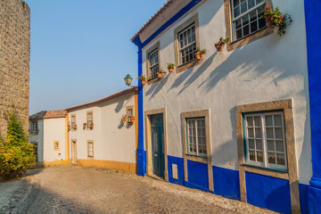 Colorful houses in Obidos village, Portugal