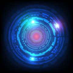 Modern circular technology system and abstract circuitry. Vector illustrations