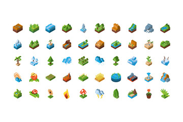 Isolated isometric nature icon set vector design