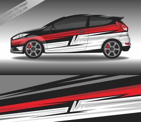 Obraz premium Car wrap decal design vector, custom livery race rally car vehicle sticker and tinting.