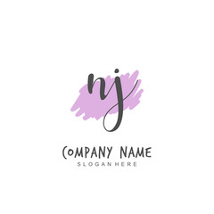 Handwritten initial letter N J NJ for identity and logo. Vector logo template with handwriting and signature style.