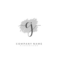 Handwritten initial letter C J CJ for identity and logo. Vector logo template with handwriting and signature style.