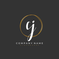 Handwritten initial letter C J CJ for identity and logo. Vector logo template with handwriting and signature style.