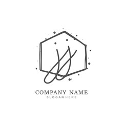 Handwritten initial letter J JJ for identity and logo. Vector logo template with handwriting and signature style.