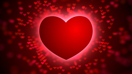 Red heart flying, Romantic background for wedding, Valentine's Day, Mother's Day, wedding anniversary greeting cards, wedding invitation,  background