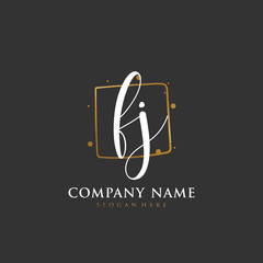 Handwritten initial letter F J FJ for identity and logo. Vector logo template with handwriting and signature style.