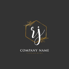 Handwritten initial letter R J RJ for identity and logo. Vector logo template with handwriting and signature style.
