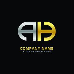 Obraz premium AH initial letters looping linked oval elegant logo silver, gold