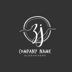 Handwritten initial letter Z J ZJ for identity and logo. Vector logo template with handwriting and signature style.
