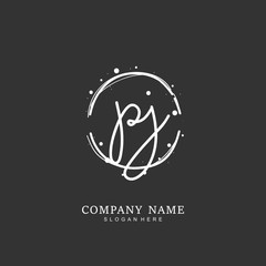 Handwritten initial letter P J PJ for identity and logo. Vector logo template with handwriting and signature style.