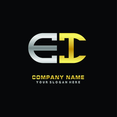 Obraz premium EI initial letters looping linked oval elegant logo silver, gold