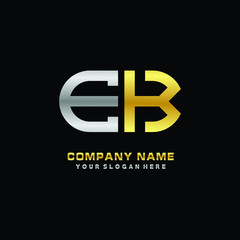 Obraz premium EK initial letters looping linked oval elegant logo silver, gold