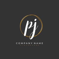 Handwritten initial letter P J PJ for identity and logo. Vector logo template with handwriting and signature style.