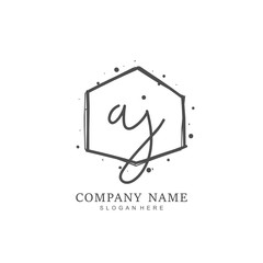 Handwritten initial letter A J AJ for identity and logo. Vector logo template with handwriting and signature style