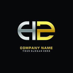 Obraz premium HZ initial letters looping linked oval elegant logo silver, gold