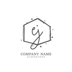 Handwritten initial letter E J EJ for identity and logo. Vector logo template with handwriting and signature style.