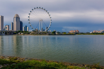 Obraz premium View to Ferris Wheel from Garden by the Bay, Singapore